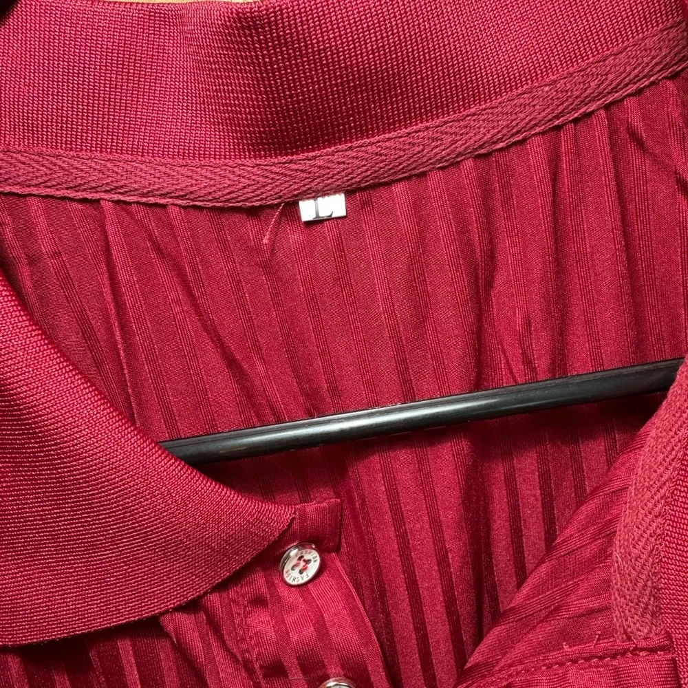 ONZCY Men’s Ribbed Stretch Polo Shirt NWT - Wine Red, Size Large - Picture 8 of 8